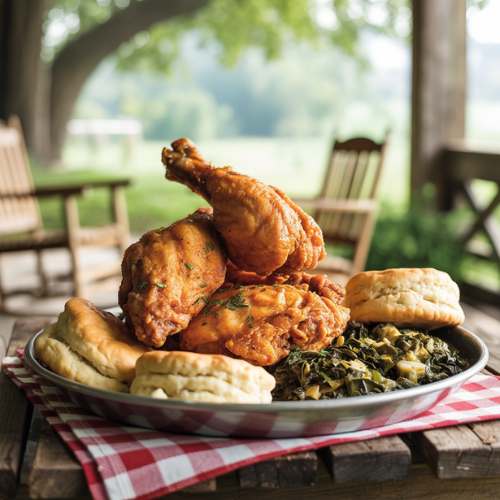 Southern soul fried chicken and biscuits