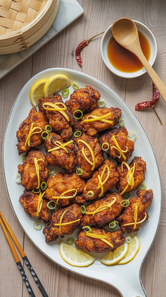 crispy lemon flavored chicken dish