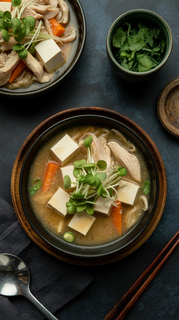 Japanese chicken & tofu soup recipe
