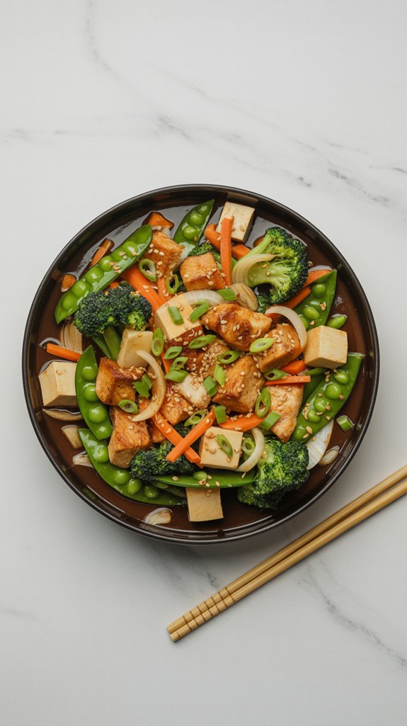 asian chicken and tofu stir fry