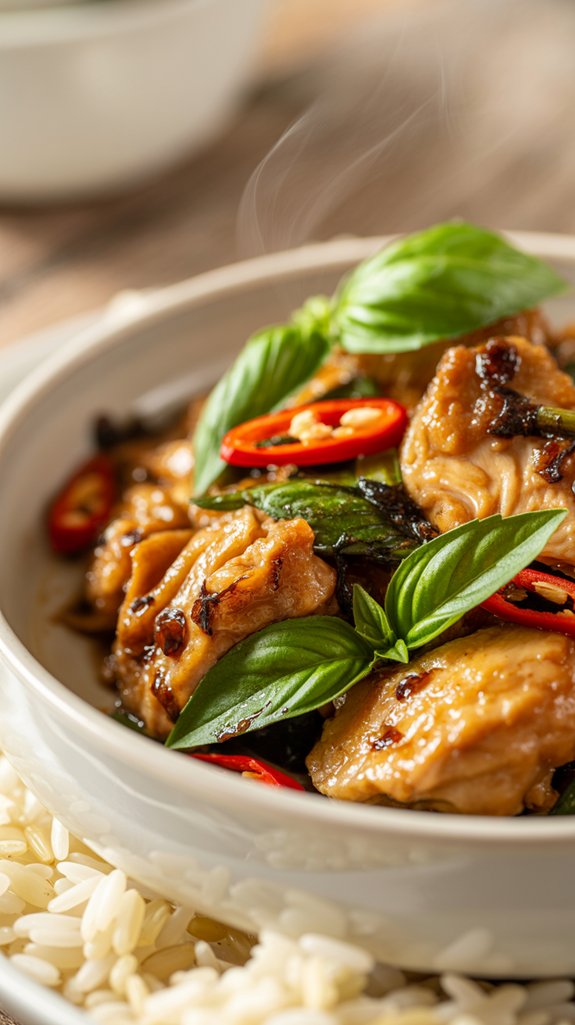 authentic thai basil chicken stir fry