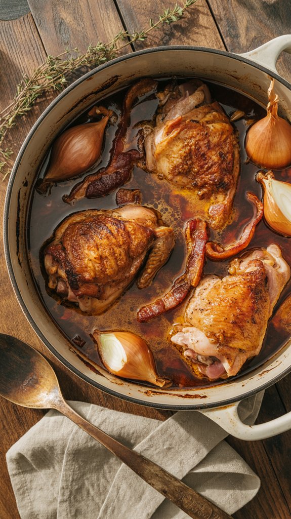 bacon braised chicken with shallots