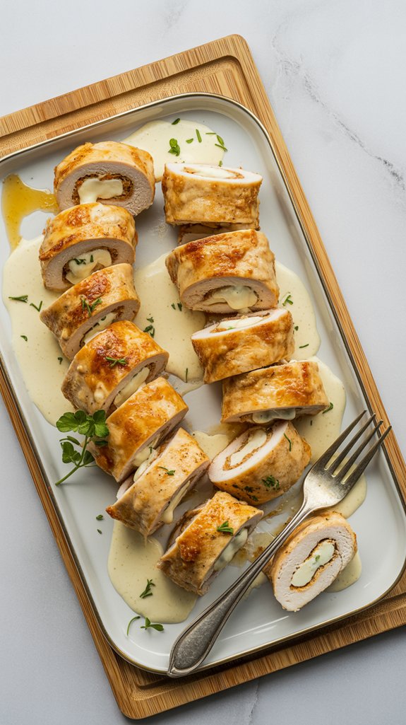 comforting cheesy chicken rolls