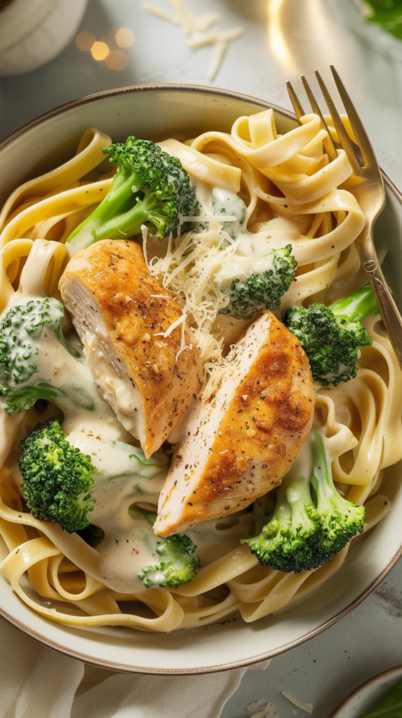 creamy chicken broccoli alfredo