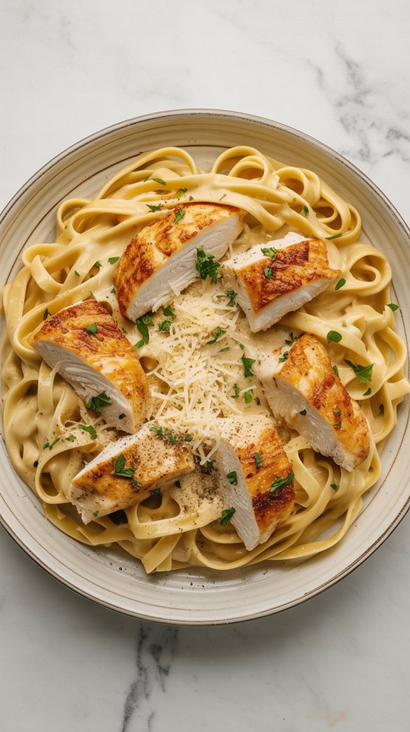 creamy chicken fettuccine dish