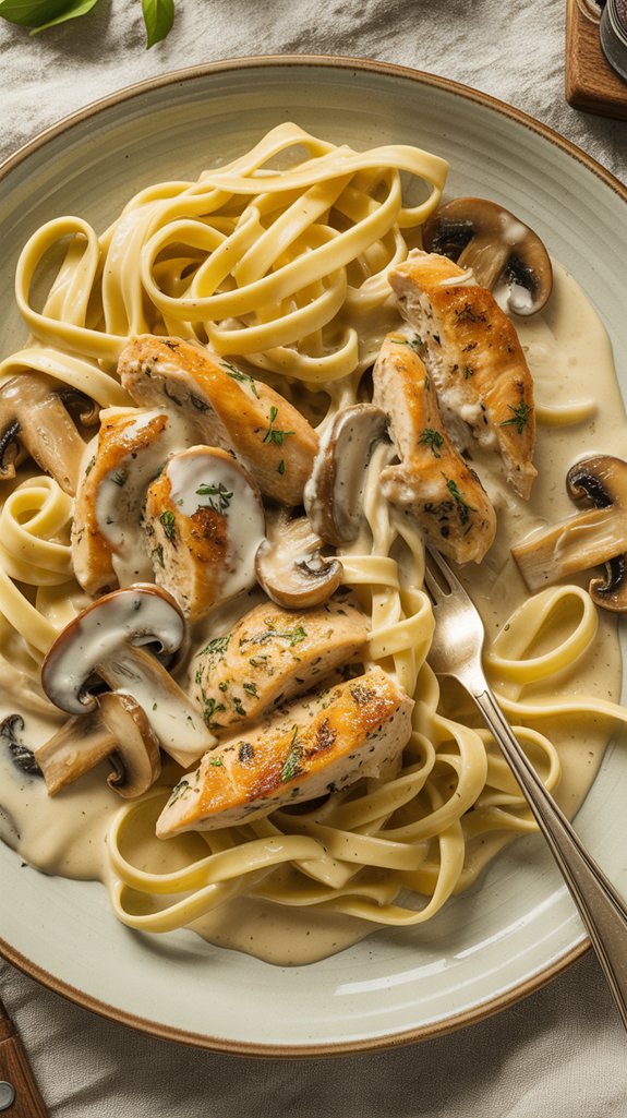 creamy chicken mushroom fettuccine