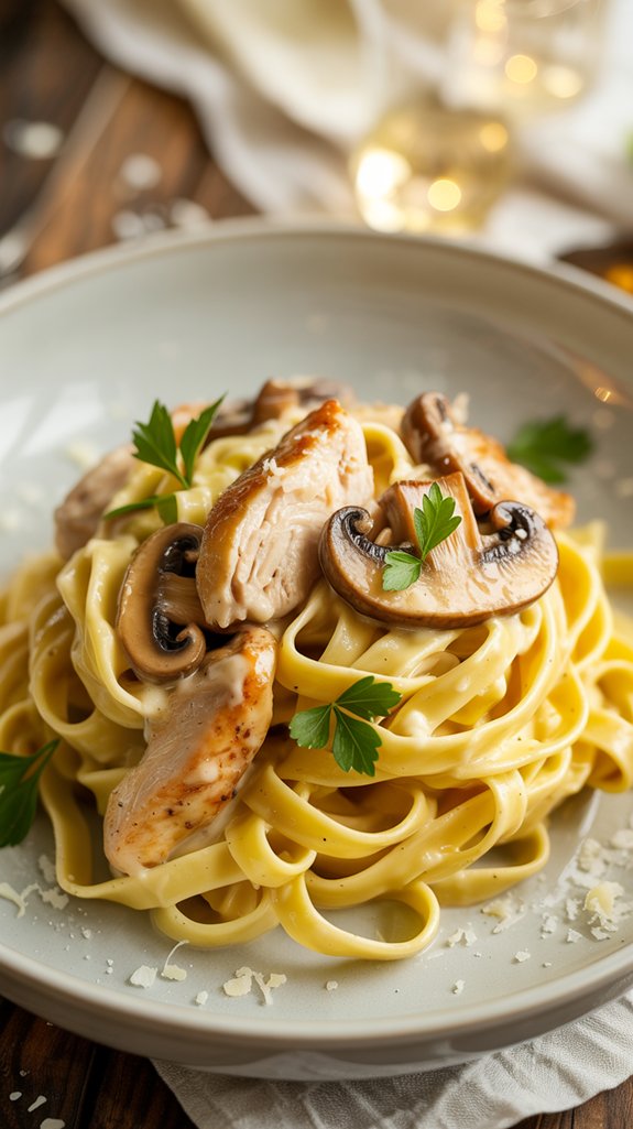 creamy chicken mushroom pasta