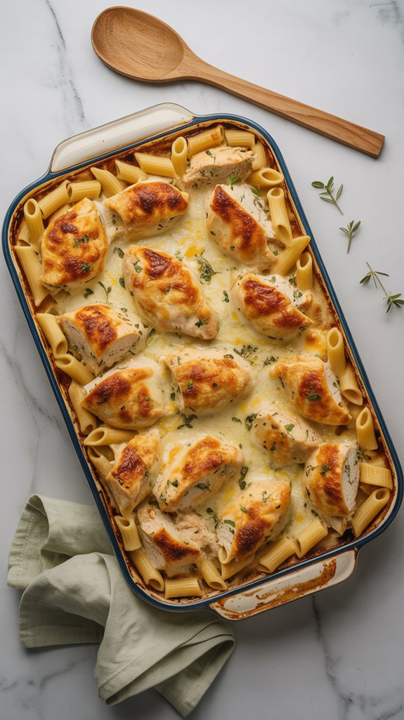 creamy chicken pasta bake