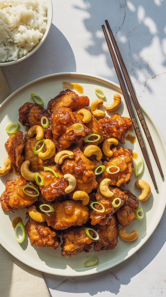 crispy asian cashew chicken