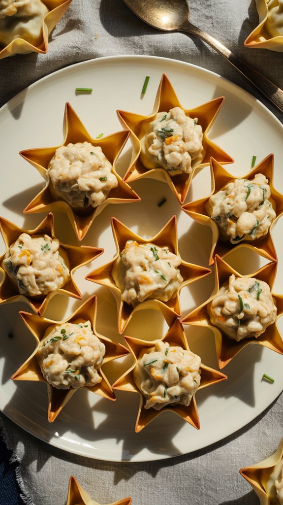 crispy chicken filled wonton stars