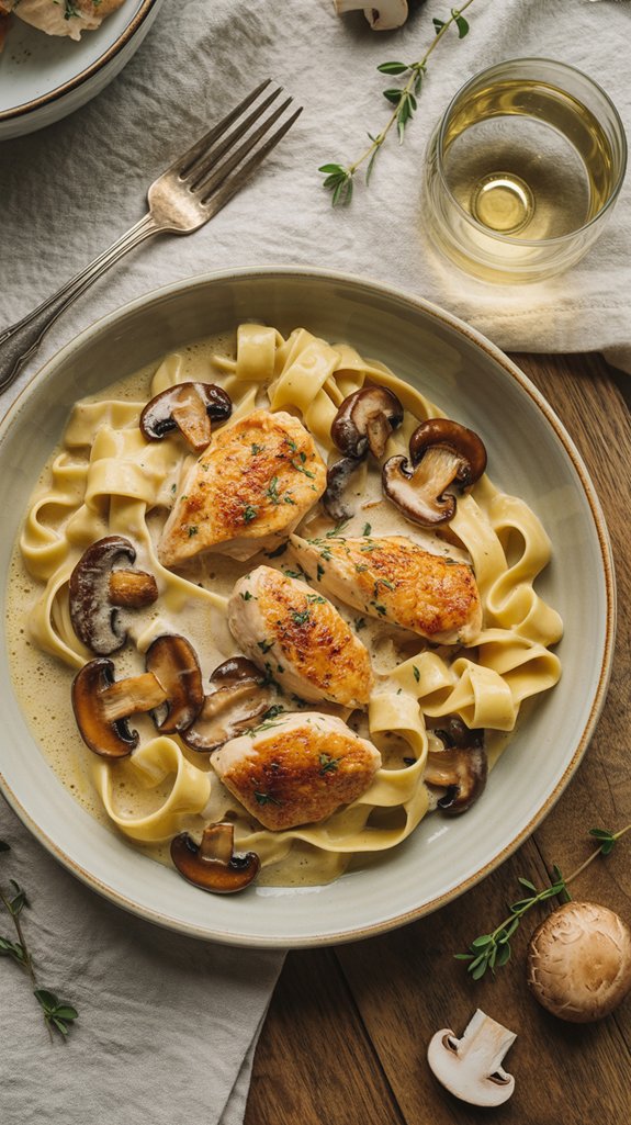delicious chicken mushroom pasta