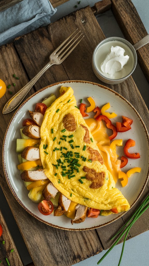 farmhouse smoked chicken omelette