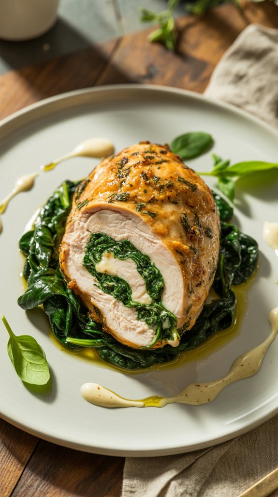 indulgent stuffed chicken dish