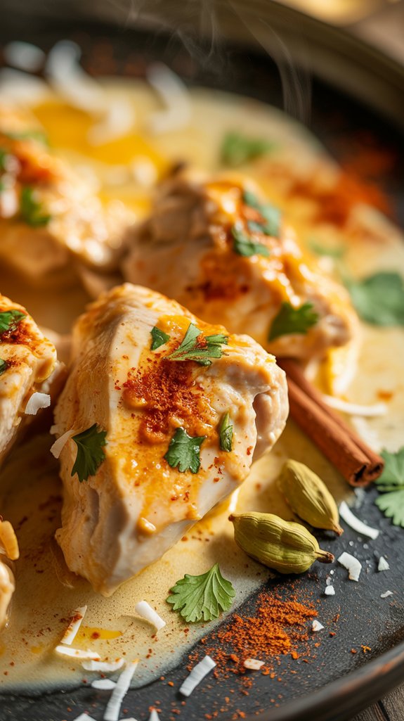 layered aromatic coconut chicken