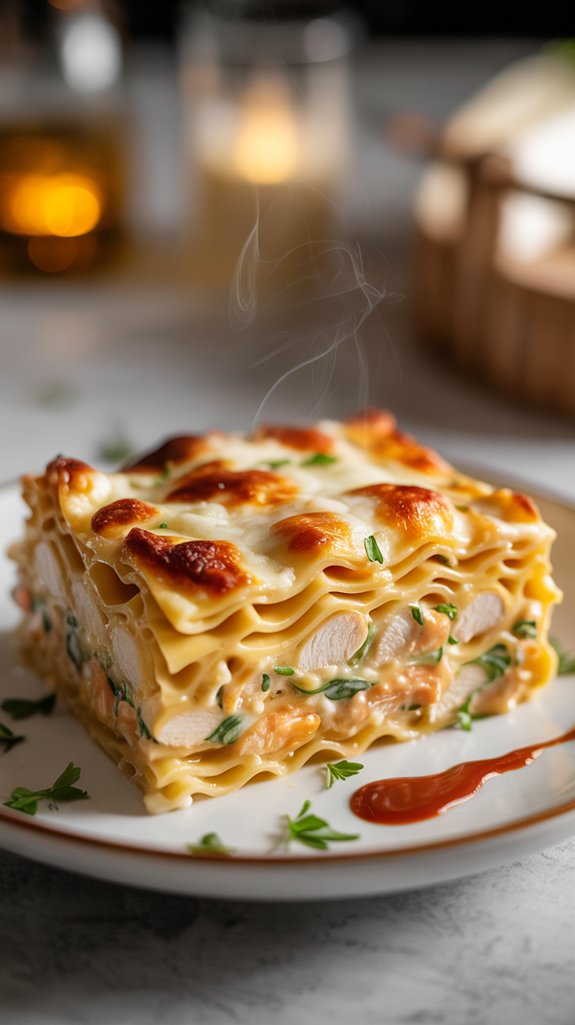 layered chicken alfredo lasagna