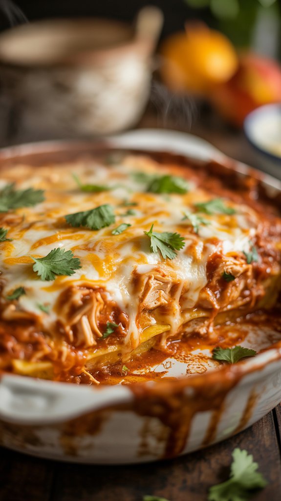 layered chicken enchilada casserole
