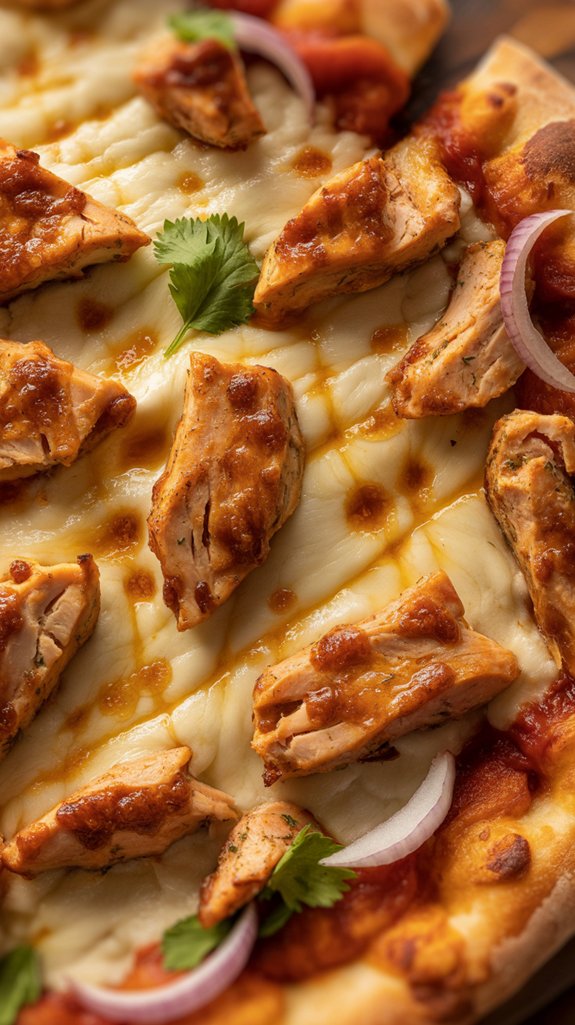 layered smoky three cheese pizza