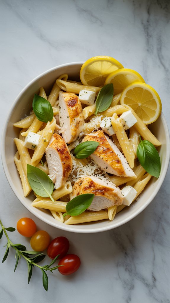 lemon chicken pasta dish