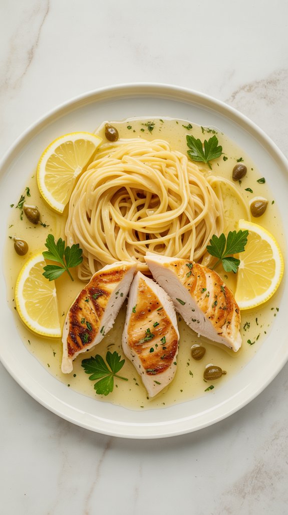 lemon chicken pasta dish