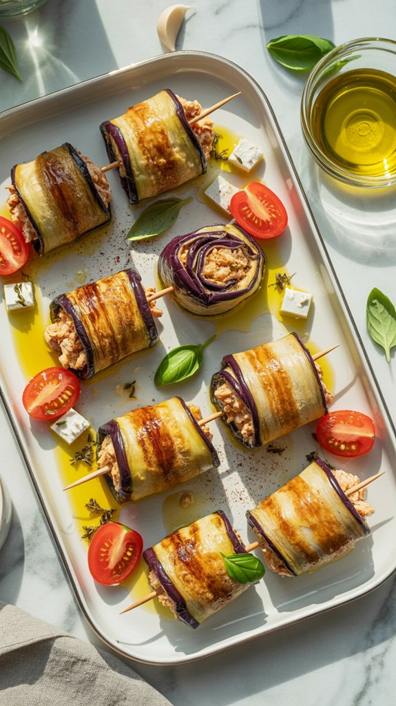 mediterranean chicken eggplant rolls