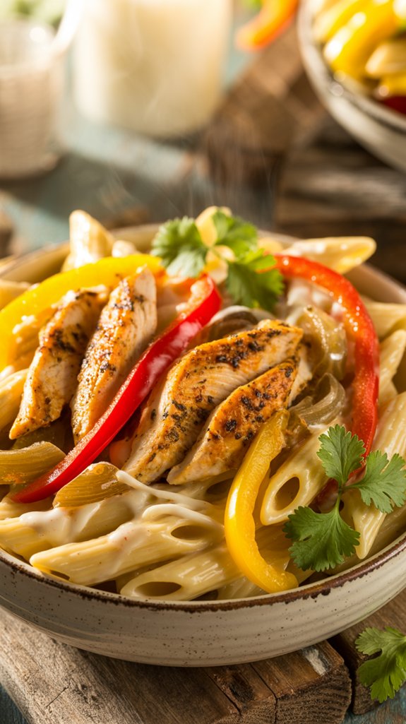 mexican style chicken fajita pasta