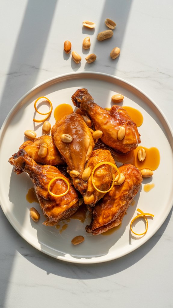 orange glazed chicken with peanuts
