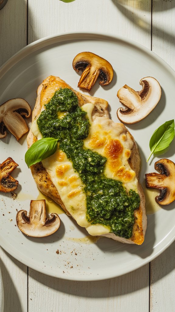 pesto chicken with mushrooms