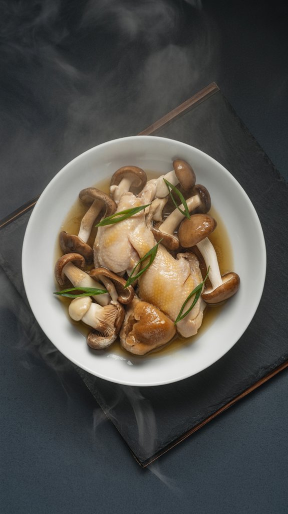 steamed chicken with mushrooms
